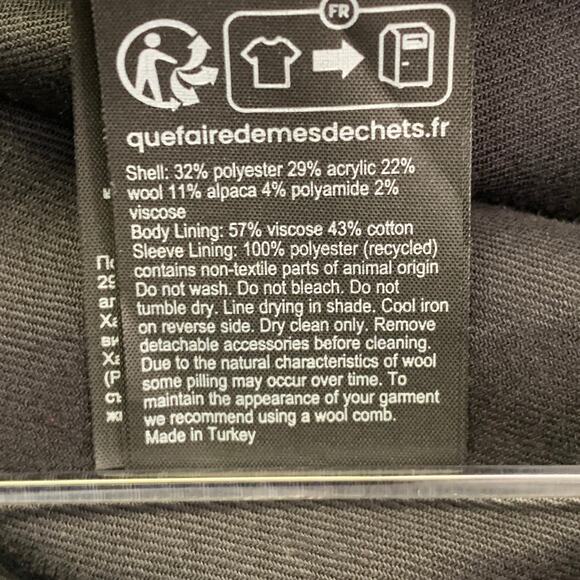 ALLSAINTS Size 8 Black White Wool Blend Checkered Double Breasted Belted Coat - Picture 9 of 9